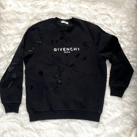 Givenchy authentic distressed destroyed men's black sweater EUC